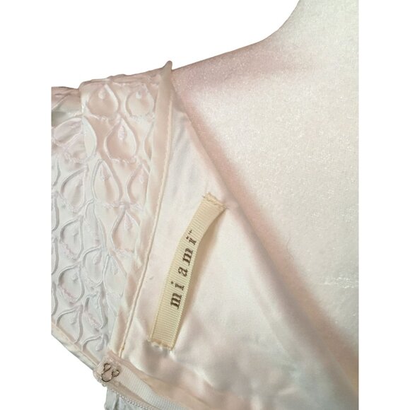 White Miami Textured Cap Sleeve Mini Dress V-Neck Size S - Picture 6 of 8